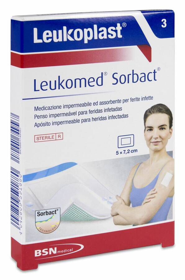 Leukomed Sorbact 5 cm x 7,2 cm, 3 Uds