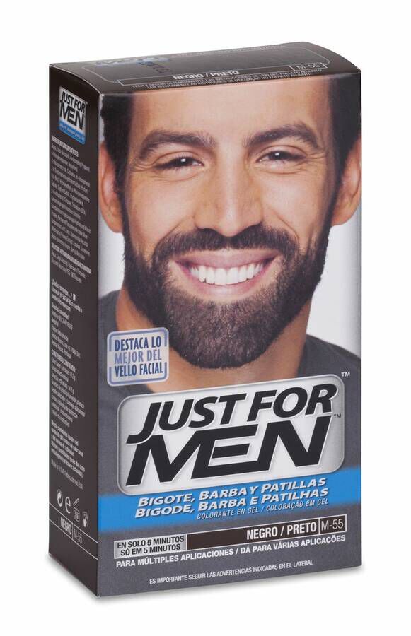 Just For Men Bigote Y Barba Gel Colorante 30 Cc Negro, 1 Ud