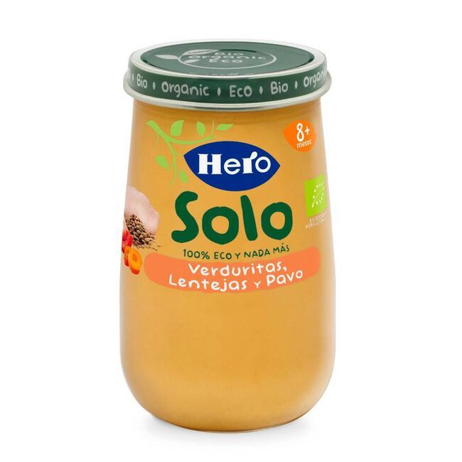 Hero Baby Solo Verduritas, Lentejas y Pavo, 190 g