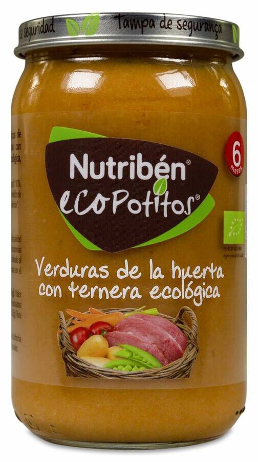 Nutribén Ecopotitos Verduras de la Huerta con Ternera Ecológica, 235 g