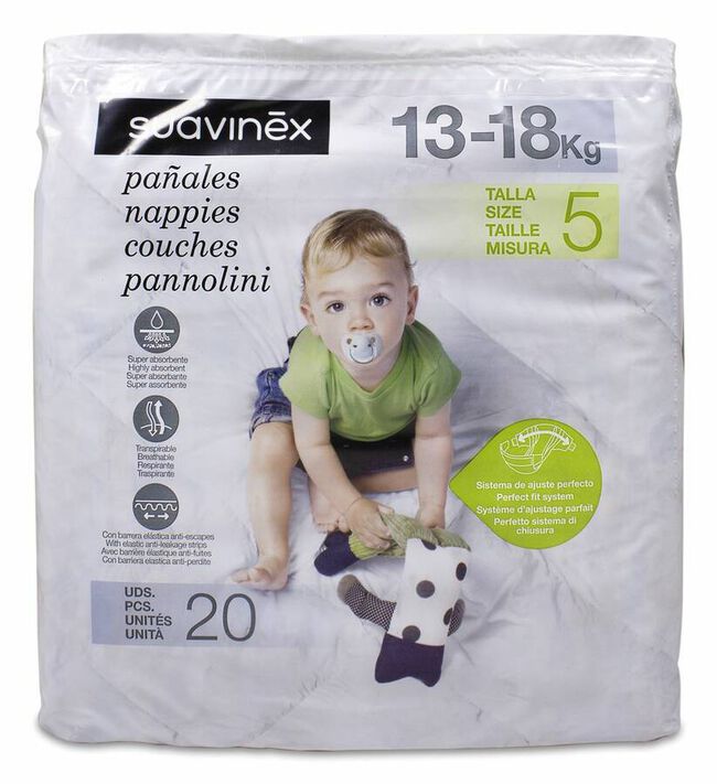Suavinex Pañales 13-18 Kg Talla 5, 26 Uds