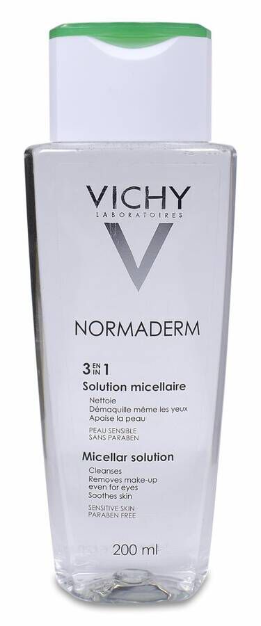 Vichy Normaderm Solución Micelar 3 en 1 Pieles Sensibles con Imperfecciones, 200 ml