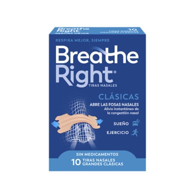 Breathe Right Tira Adhesiva Nasal Talla Grande, 10 Uds