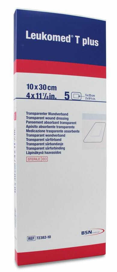 Leukomed T Plus Apósito Transparente 10 cm x 30 cm, 5 Uds