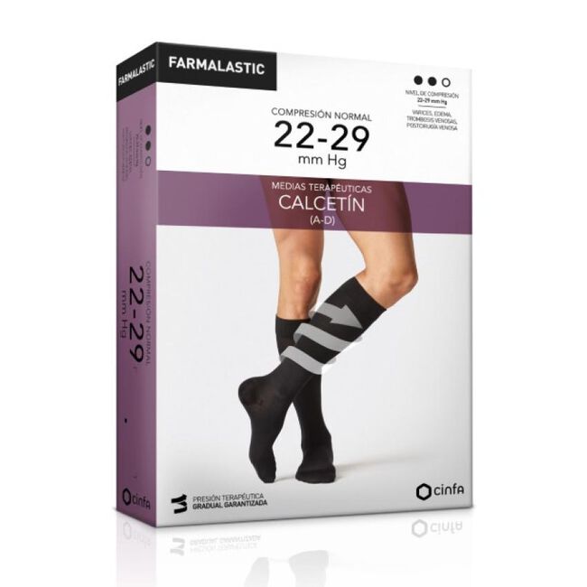 Farmalastic Calcetín Compresión Normal Negro Talla Grande, 1 Par