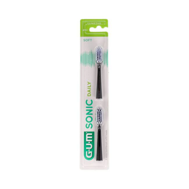 Sunstar Cepillo Gum Sonic Negro Recambio, 2 Unidades