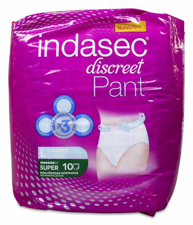 Indasec Discreet Pant Super Talla Grande, 10 Uds