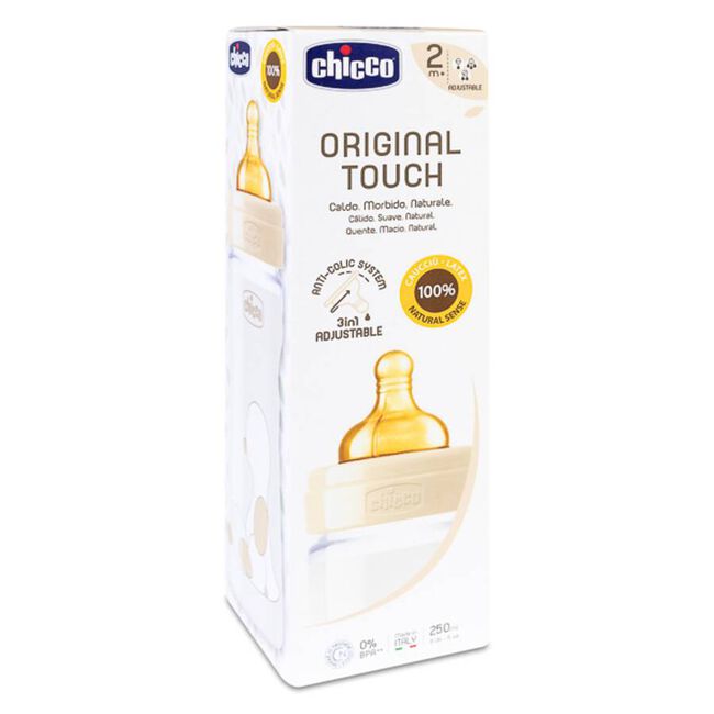 Chicco Biberón Original Touch Látex 2m+ Neutro, 1 Unidad