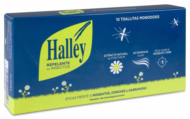 Halley Toallitas Repelentes de Insectos, 10 Uds