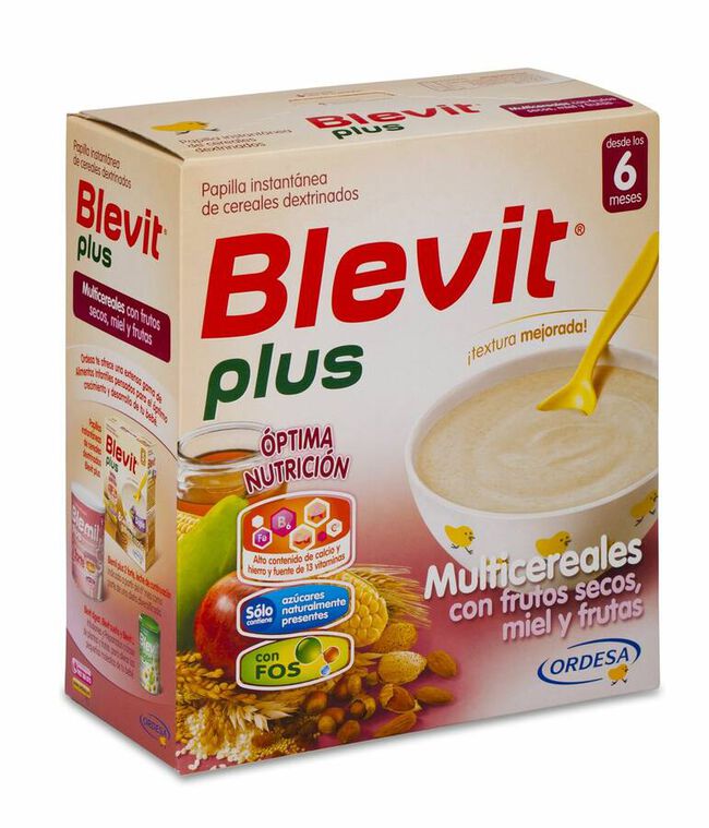 Blevit Plus Multicereales con Frutos Secos Miel y Fruta, 600 g