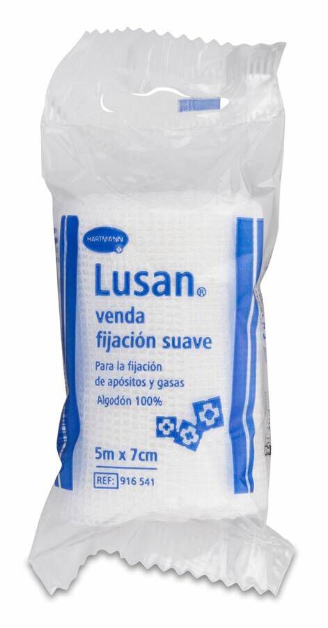 Lusan Venda De Gasa Hidrofila Cambric Fijación Suave 7 cm x 5 m, 1 Ud