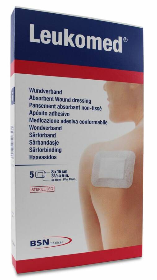 Leukomed Apósito Postoperatorio 8 cm x 15 cm, 5 Uds