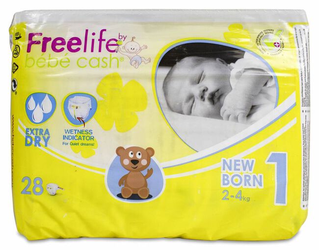 Freelife Pañal Bebé Recién Nacido Talla 1 2-4 kg, 28 Uds