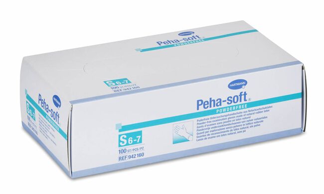 Peha-Soft Guantes de Látex Sin Polvo Talla S, 100 Uds