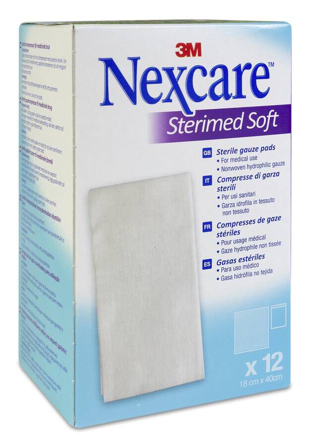 Nexcare Sterimed Soft Gasas Estériles 18 x 40 cm, 12 Gasas