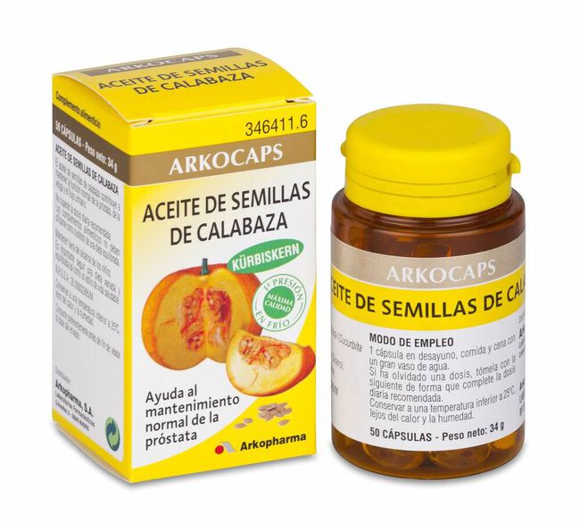 Arkopharma Arkocápsulas Aceite de Semillas de Calabaza, 50 Cápsulas