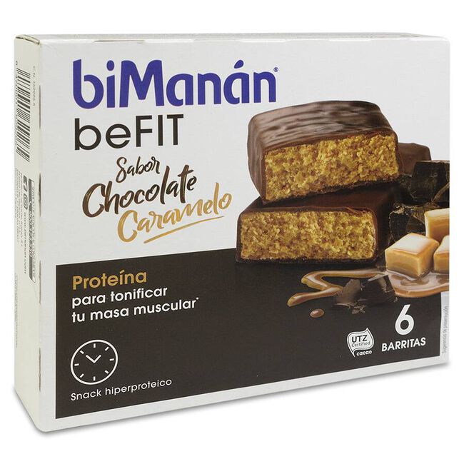 biManán Pro Barrita Chocolate Caramelo, 6 Uds