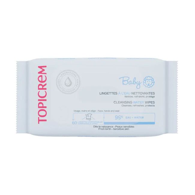 Topicrem Baby Toallitas Limpiadoras al Agua, 60 uds