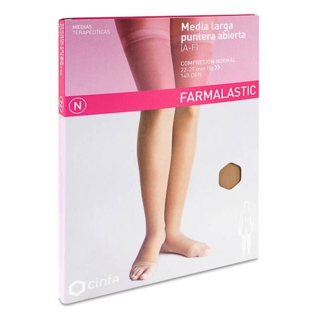 Farmalastic Media Larga con Puntera Abierta Beige Talla S, 1 Ud