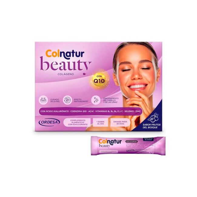 Colnatur Beauty Colágeno sabor Frutos del Bosque, 30 sobres