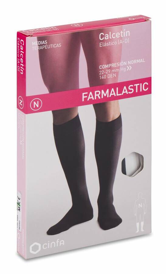 Farmalastic Calcetín Compresión Normal Negro Talla Mediana, 1 Par