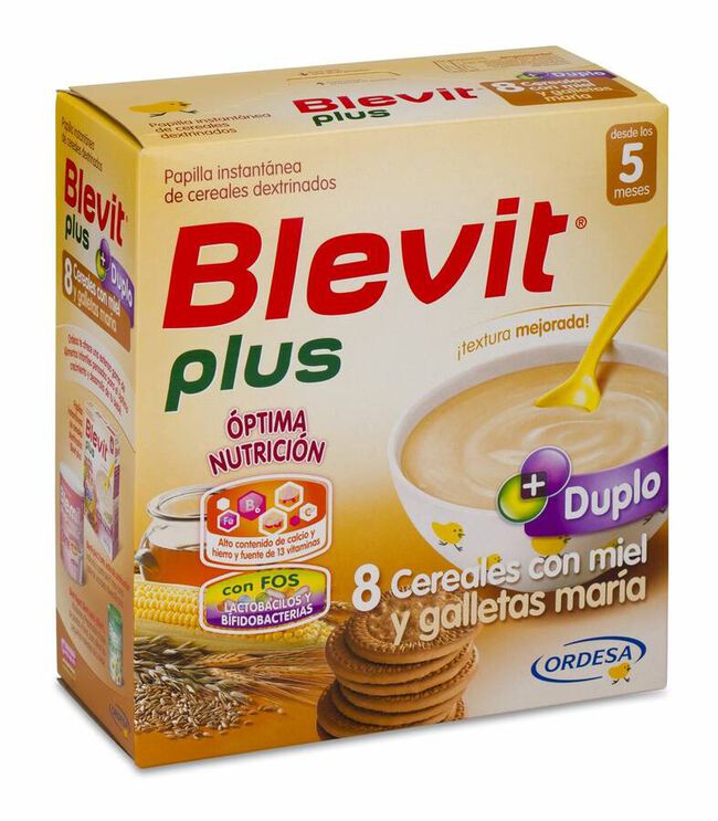 Blevit Plus Duplo 8 Cereales Con Miel Y Galletas Mar&iacute;a, 600 g