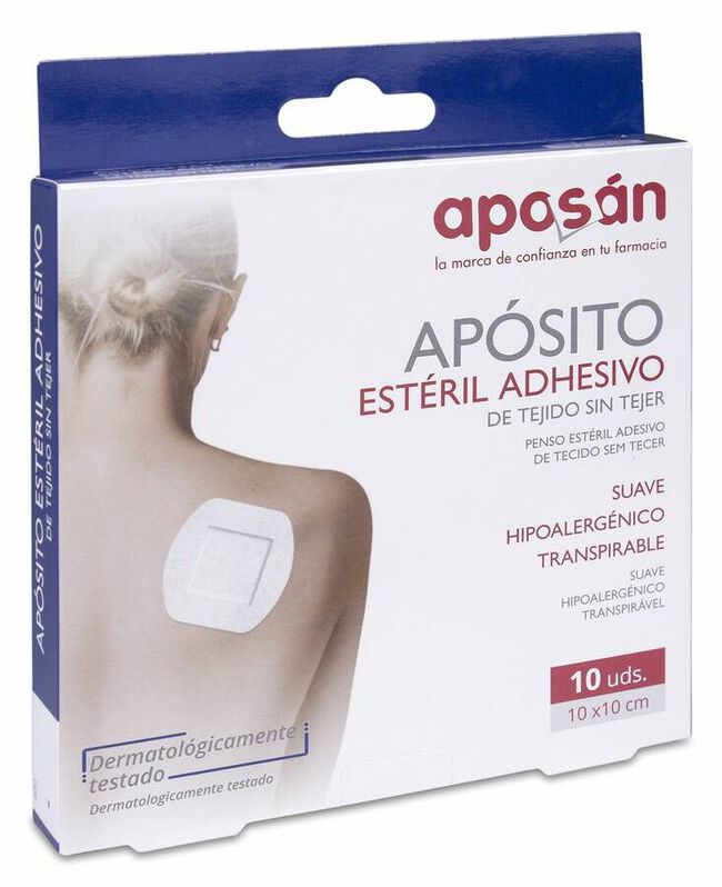 Aposán Apósito Estéril Adhesivo Tejido Sin Tejer 10x10 cm, 10 Uds