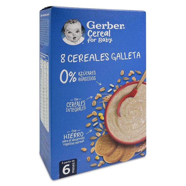 Gerber Papilla 8 Cereales con Galleta, 475 g