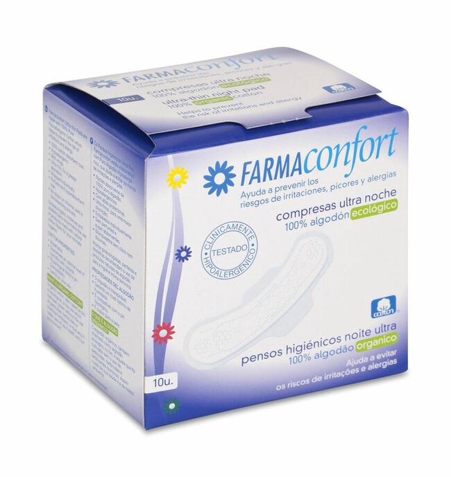 Farmaconfort Compresa Ultrafina con Alas Noche, 10 Uds