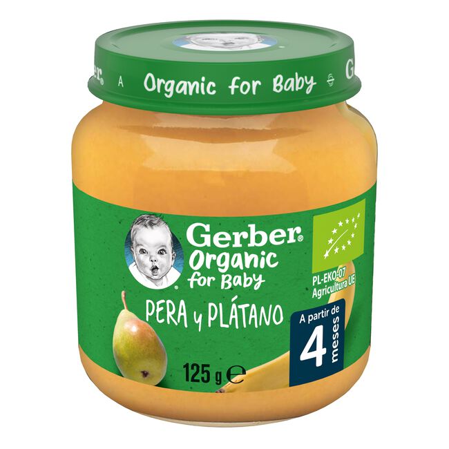 Gerber Organic Pera y Plátano, 125 gr