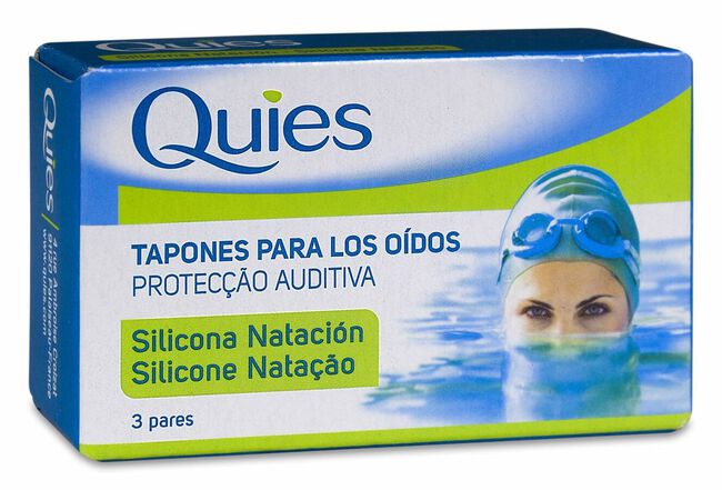 Quies Tapones Oídos Silicona Natación, 6 Uds
