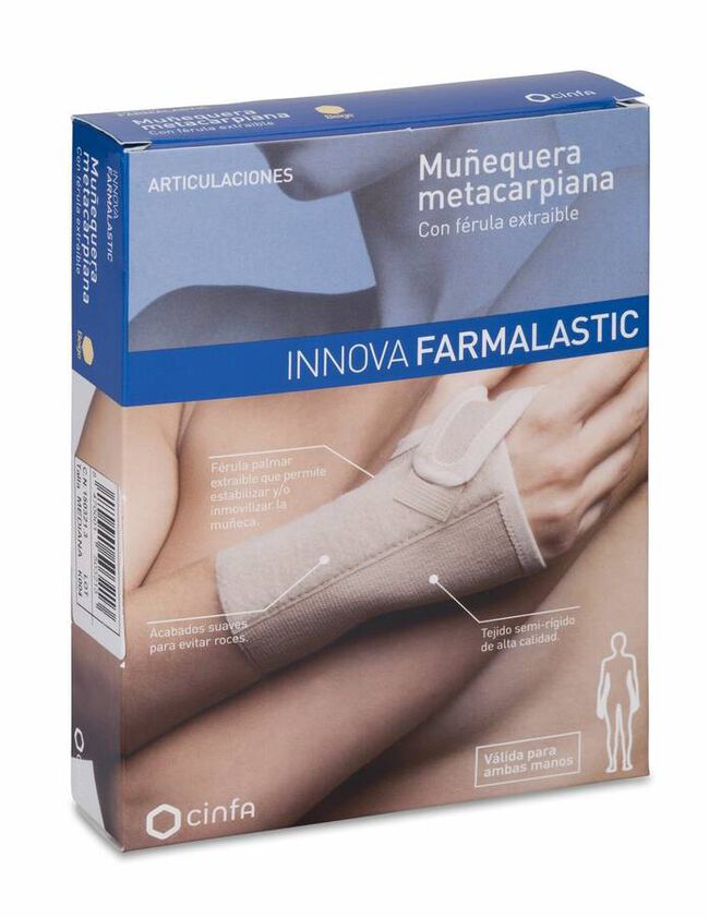 Farmalastic Innova Muñequera Metacarpiana Férula Talla Mediana, 1 Ud