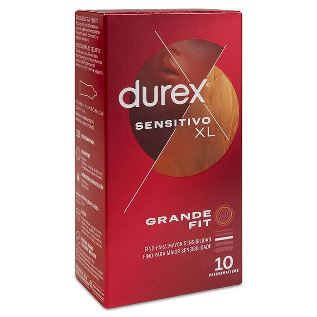 Durex Preservativo Sensitivo Suave XL, 10 Unidades