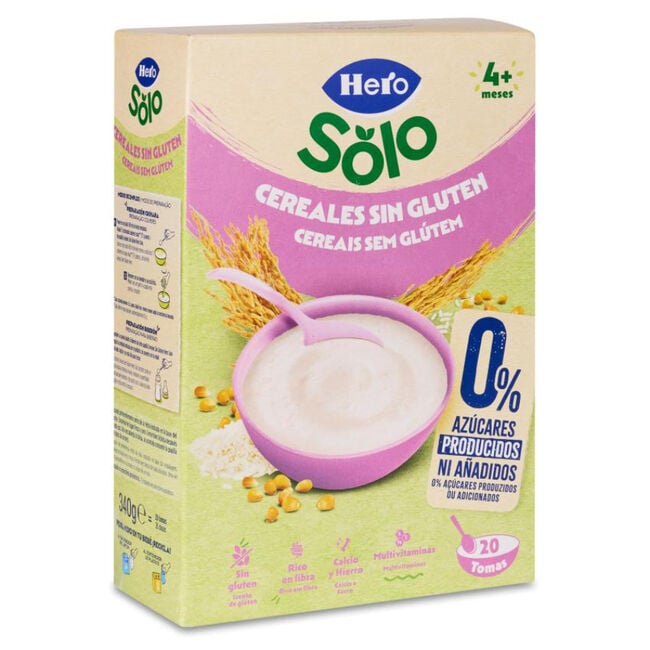 Hero Baby Papilla Cereales Sin Gluten 340 g, 6 Unidades