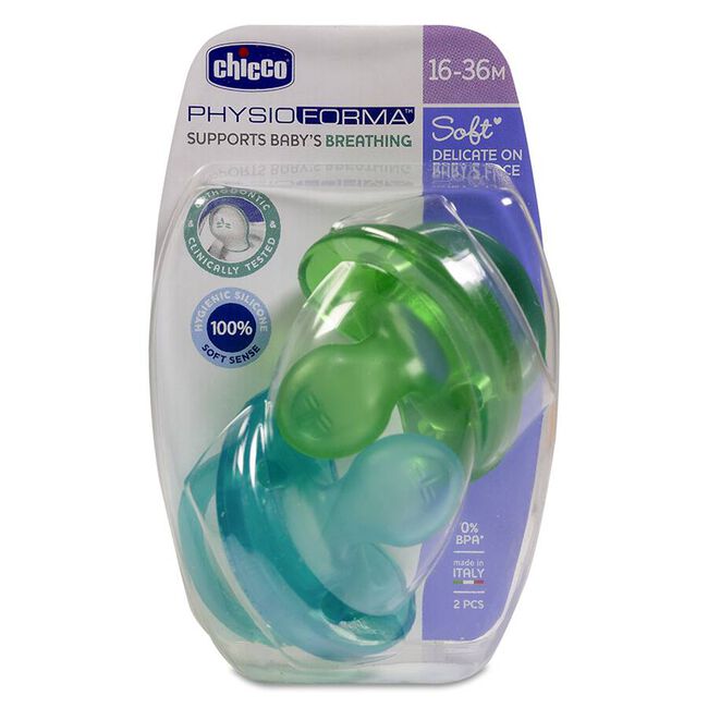 Chicco Chupete Physio Soft Silicona +12 Meses Azul, 2 Uds