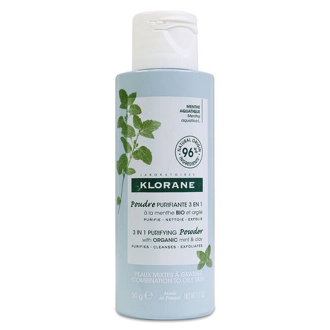 imagen de Klorane Polvo Purificante 3 en 1 con Menta Acu&aacute;tica y Arcilla BIO, 50 g