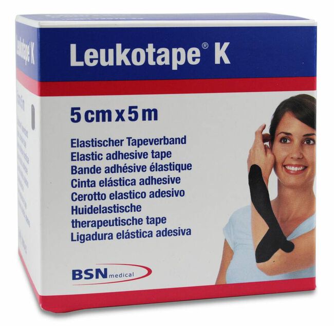 Leukotape K Cinta Autoadhesiva Elástica 5 cm x 5 m Color Negro, 1 Ud