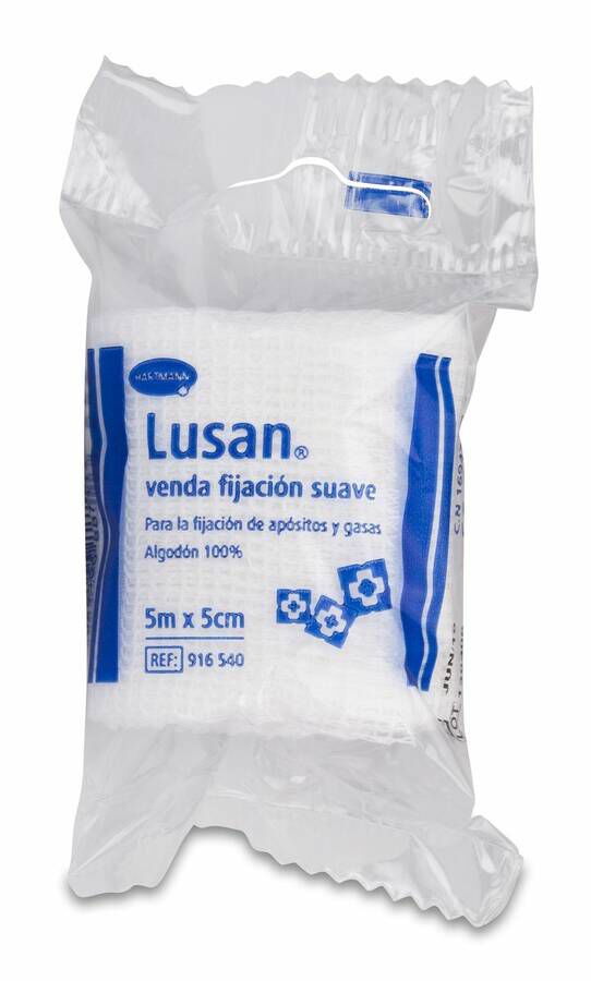 Lusan Venda de Gasa Hidrofila Cambric Fijación Suave 5 cm x 5 m, 1 Ud