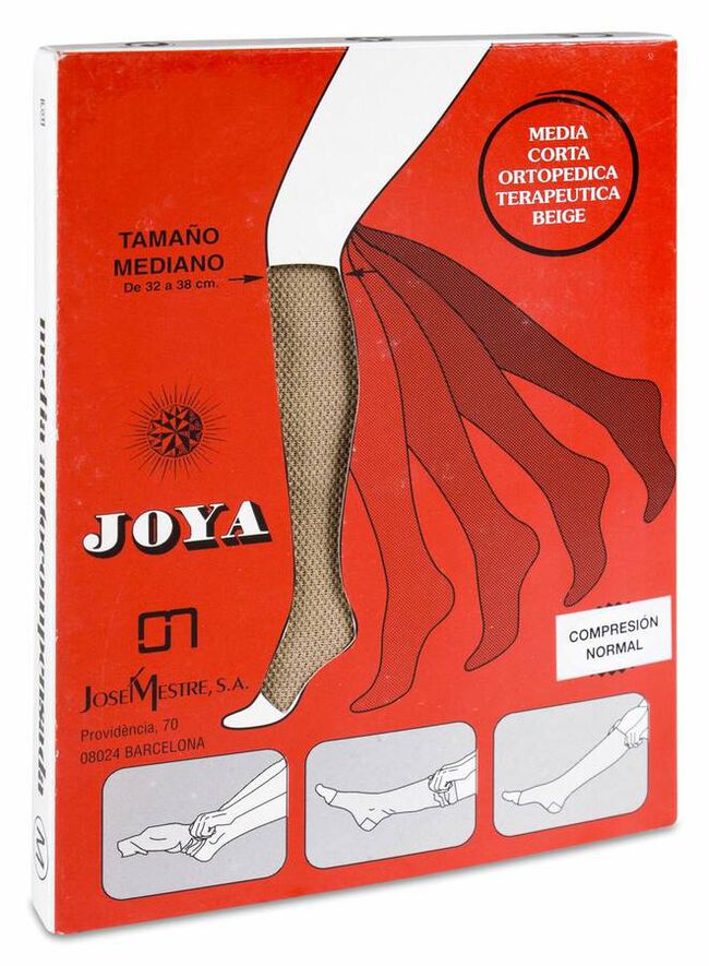 Joya Media Corta de Compresión Normal Beige Talla Mediana, 1 Ud
