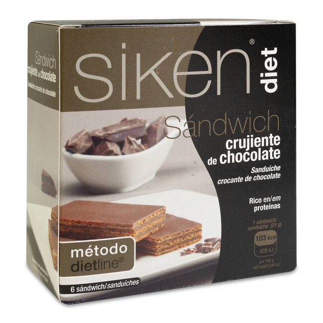 Siken Diet Sandwich Crujiente Chocolate, 6 uds