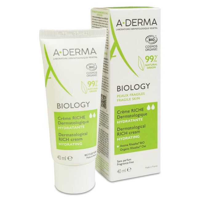 A-Derma Biology Crema Rica Dermatológica Hidratante, 40 ml