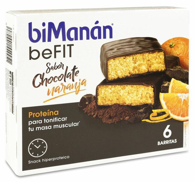 biManán Pro Barritas Chocolate Naranja, 6 Uds