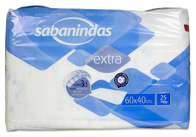 Sabanindas Extra 60 cm x 40 cm, 25 Uds