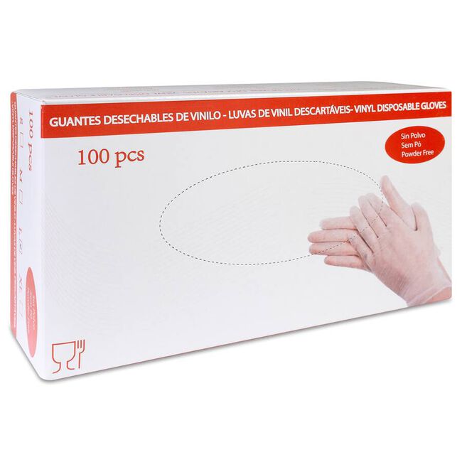 Guantes Desechables de Vinilo Talla L, 100 Uds