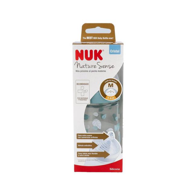 Nuk Biberón de Cristal Nature Sense, 240 ml