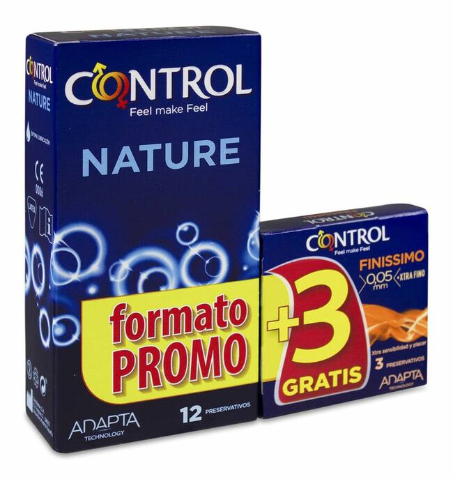 Pack Control Preservativos Nature 12 uds + Finissimo 3 uds