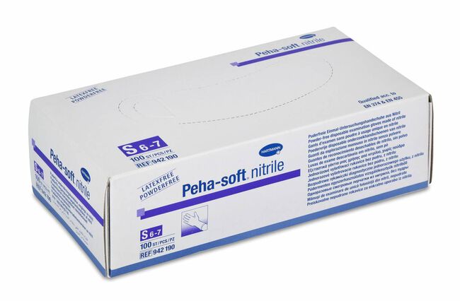 Peha-Soft Guantes Desechables de Nitrilo Talla S, 100 uds