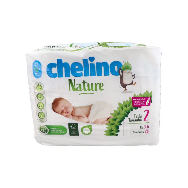 Chelino Nature Pañales Talla 2, 28 unidades