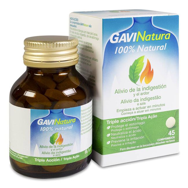 Gavinatura 100 % Natural Alivio de la Indigestión y el Ardor, 45 comprimidos