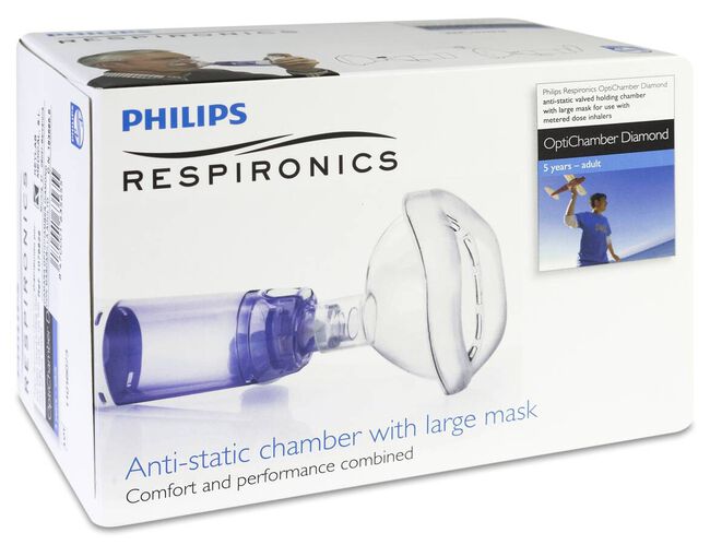 Philips OptiChamber Diamond Cámara de Inhalación + Mascarilla Adulto, 1 Ud